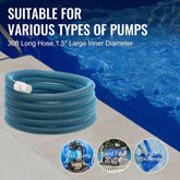 Heavy Duty Swimming Pool Hose, 1-1/2-Inch x 30-Feet, Pool Vacuum Cleaning Hose, Compatible with Above Ground Pool In-Ground Pool Sand Filter Pump Pool Pump Pool Skimmer